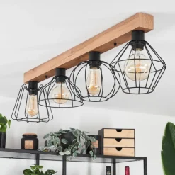 Luminaires Scandinaves-hofstein Plafonnier Aumal Couleur bois, 4 lumières