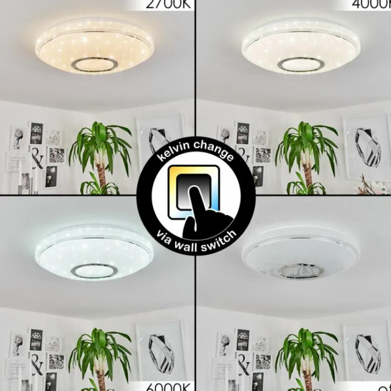 hofstein Plafonnier Auxerre LED Blanc, 1 lumière