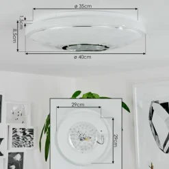 hofstein Plafonnier Auxerre LED Blanc, 2 lumières, Télécommandes, Changeur de couleurs