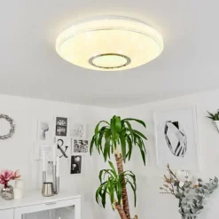 hofstein Plafonnier Auxerre LED Blanc, 2 lumières, Télécommandes, Changeur de couleurs