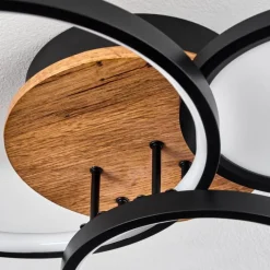 hofstein Plafonnier Avelal LED Brun, Couleur bois, Noir, 1 lumière