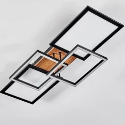 hofstein Plafonnier Avelal LED Brun, Couleur bois, Noir, 1 lumière