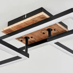 hofstein Plafonnier Avelal LED Brun, Couleur bois, Noir, 1 lumière