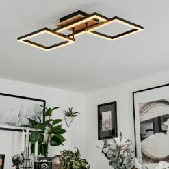 hofstein Plafonnier Avelal LED Brun, Couleur bois, Noir, 1 lumière