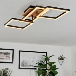 hofstein Plafonnier Avelal LED Brun, Couleur bois, Noir, 1 lumière