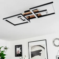 hofstein Plafonnier Avelal LED Brun, Couleur bois, Noir, 1 lumière