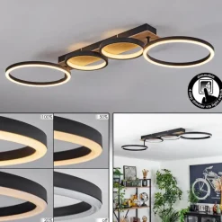 hofstein Plafonnier Avelal LED Brun, Couleur bois, Noir, 1 lumière