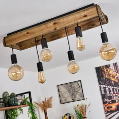 Lampes Vintages & Rétros-hofstein Plafonnier Avestruz Écru, Noir, 6 lumières