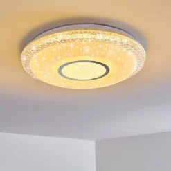 hofstein Plafonnier Avoriaz LED Blanc, 2 lumières, Télécommandes, Changeur de couleurs