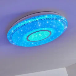 hofstein Plafonnier Avoriaz LED Blanc, 2 lumières, Télécommandes, Changeur de couleurs