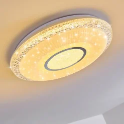 hofstein Plafonnier Avoriaz LED Blanc, 2 lumières, Télécommandes, Changeur de couleurs