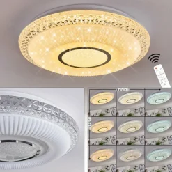 hofstein Plafonnier Avoriaz LED Transparent, Blanc, 1 lumière, Télécommandes