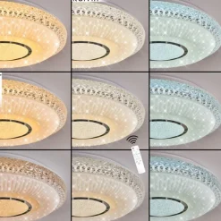 hofstein Plafonnier Avoriaz LED Transparent, Blanc, 1 lumière, Télécommandes