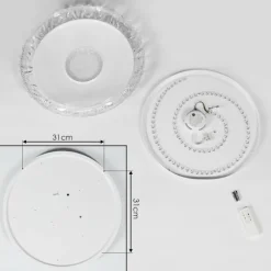 hofstein Plafonnier Avoriaz LED Transparent, Blanc, 1 lumière, Télécommandes