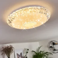 hofstein Plafonnier Avoriaz LED Transparent, Blanc, 1 lumière, Télécommandes