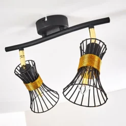 Lampes Dorées-hofstein Plafonnier Ayen Noir doré, 2 lumières
