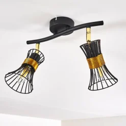 Lampes Dorées-hofstein Plafonnier Ayen Noir doré, 2 lumières