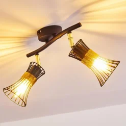 Lampes Dorées-hofstein Plafonnier Ayen Noir doré, 2 lumières