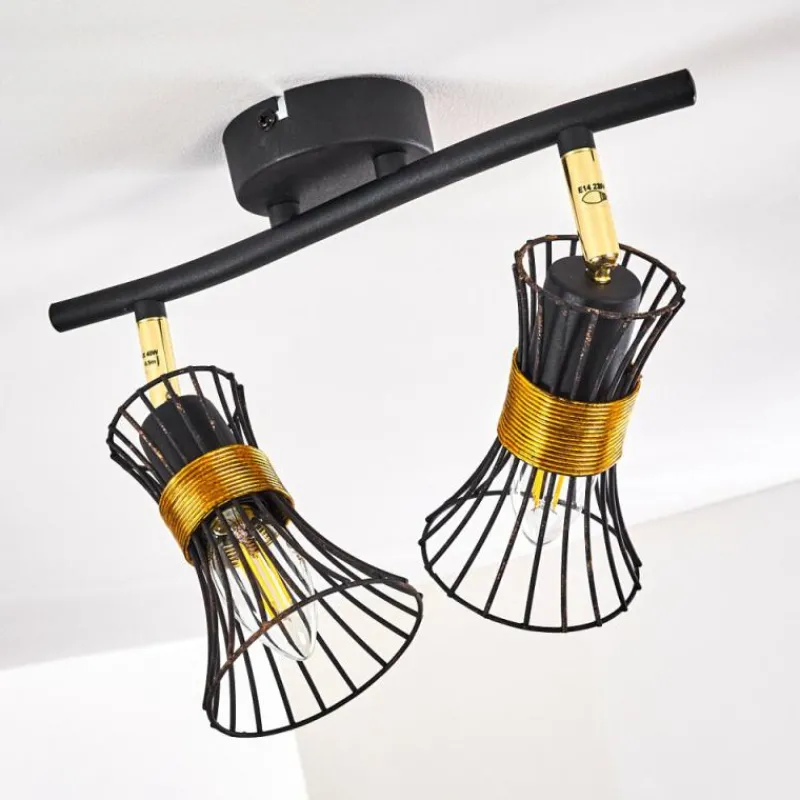 Lampes Dorées-hofstein Plafonnier Ayen Noir doré, 2 lumières