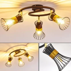 Lampes Dorées-hofstein Plafonnier Ayen Noir doré, 3 lumières