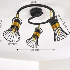 Lampes Dorées-hofstein Plafonnier Ayen Noir doré, 3 lumières