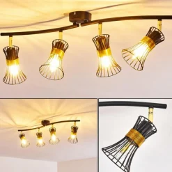 Lampes Dorées-hofstein Plafonnier Ayen Noir doré, 4 lumières