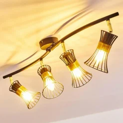 Lampes Dorées-hofstein Plafonnier Ayen Noir doré, 4 lumières