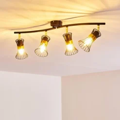 Lampes Dorées-hofstein Plafonnier Ayen Noir doré, 4 lumières