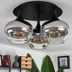 Suspension Verre Fumé-hofstein Plafonnier Azurara Noir, 3 lumières