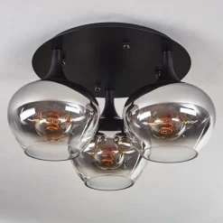 Suspension Verre Fumé-hofstein Plafonnier Azurara Noir, 3 lumières