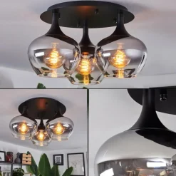 Suspension Verre Fumé-hofstein Plafonnier Azurara Noir, 3 lumières