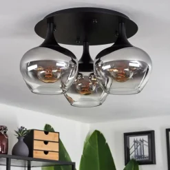 Suspension Verre Fumé-hofstein Plafonnier Azurara Noir, 3 lumières