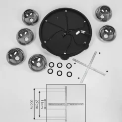 Suspension Verre Fumé-hofstein Plafonnier Azurara Noir, 6 lumières