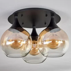 hofstein Plafonnier Azurara Noir, 3 lumières