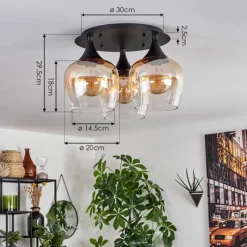 hofstein Plafonnier Azurara Noir, 3 lumières