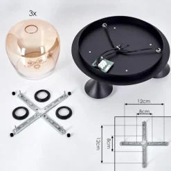 hofstein Plafonnier Azurara Noir, 3 lumières