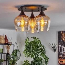 hofstein Plafonnier Azurara Noir, 3 lumières