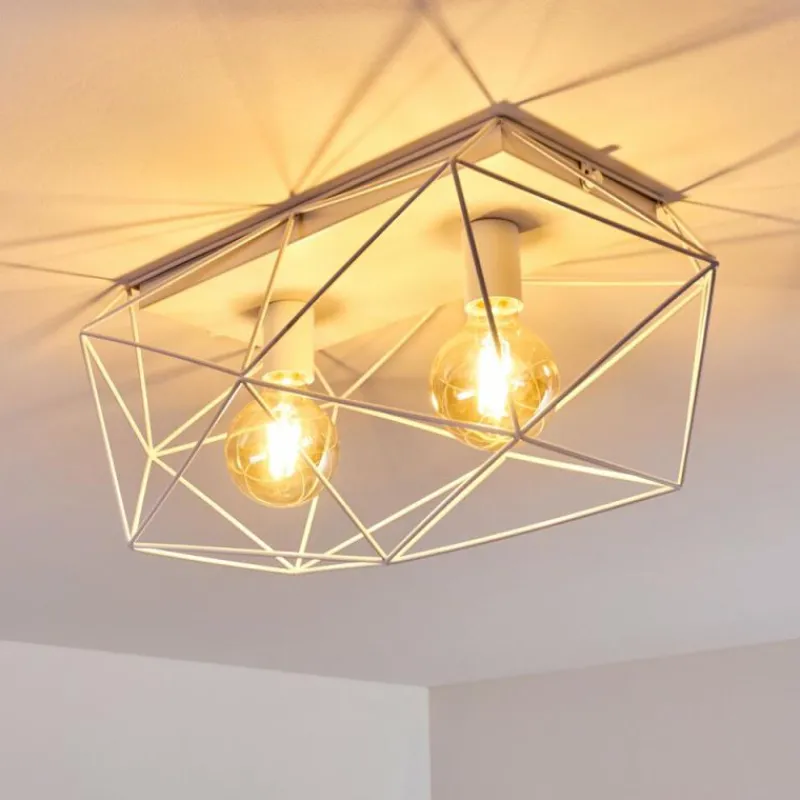 Luminaires Rustiques-hofstein Plafonnier Babol Blanc, 2 lumières