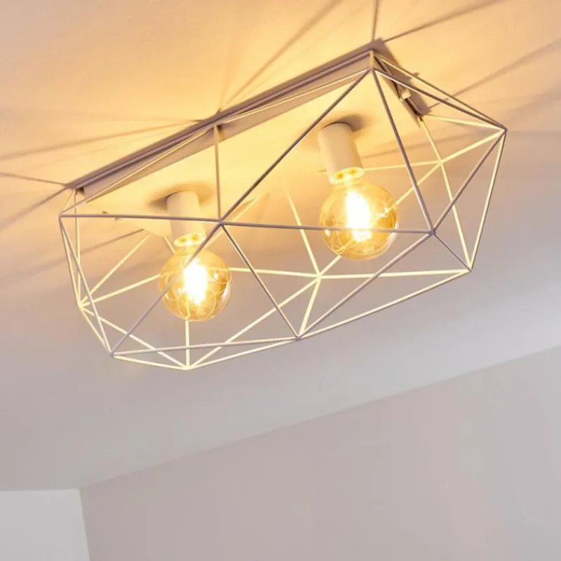 Luminaires Rustiques-hofstein Plafonnier Babol Blanc, 2 lumières