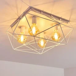 Lampes Industrielles-hofstein Plafonnier Babol Blanc, 4 lumières