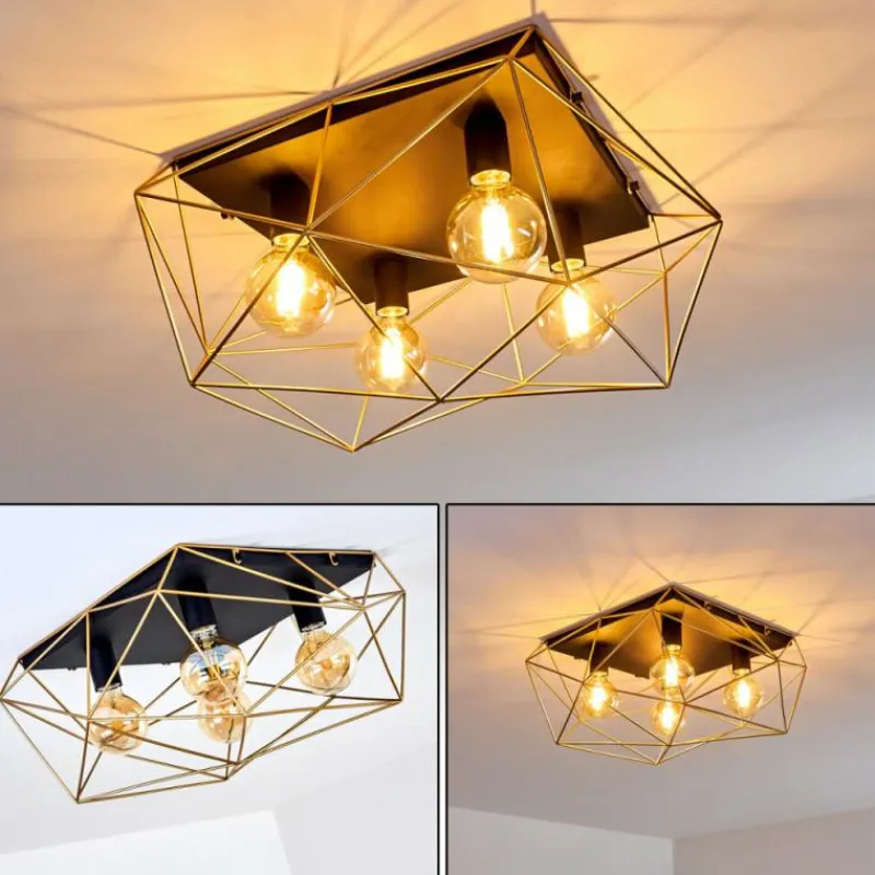 Lampes Dorées-hofstein Plafonnier Babol Noir, 4 lumières