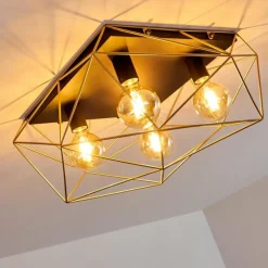 Lampes Dorées-hofstein Plafonnier Babol Noir, 4 lumières