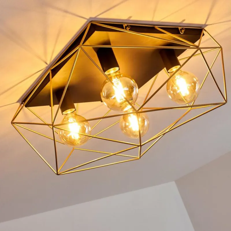 Lampes Dorées-hofstein Plafonnier Babol Noir, 4 lumières