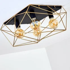 Lampes Dorées-hofstein Plafonnier Babol Noir, 4 lumières