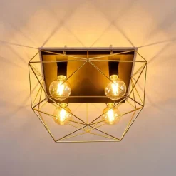 Lampes Dorées-hofstein Plafonnier Babol Noir, 4 lumières