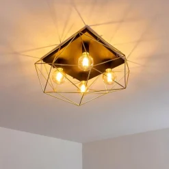 Lampes Dorées-hofstein Plafonnier Babol Noir, 4 lumières