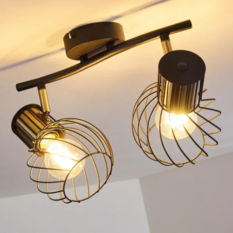 Lampes Dorées-hofstein Plafonnier Bacau Noir, 2 lumières