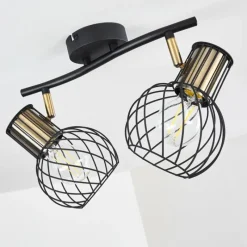 Lampes Dorées-hofstein Plafonnier Bacau Noir, 2 lumières