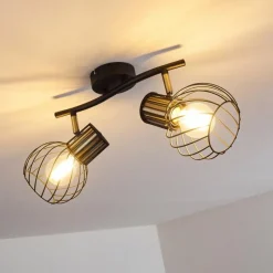 Lampes Dorées-hofstein Plafonnier Bacau Noir, 2 lumières