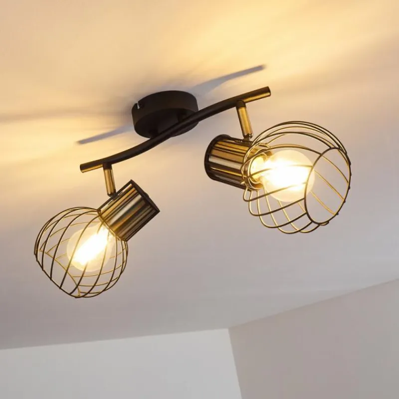 Lampes Dorées-hofstein Plafonnier Bacau Noir, 2 lumières